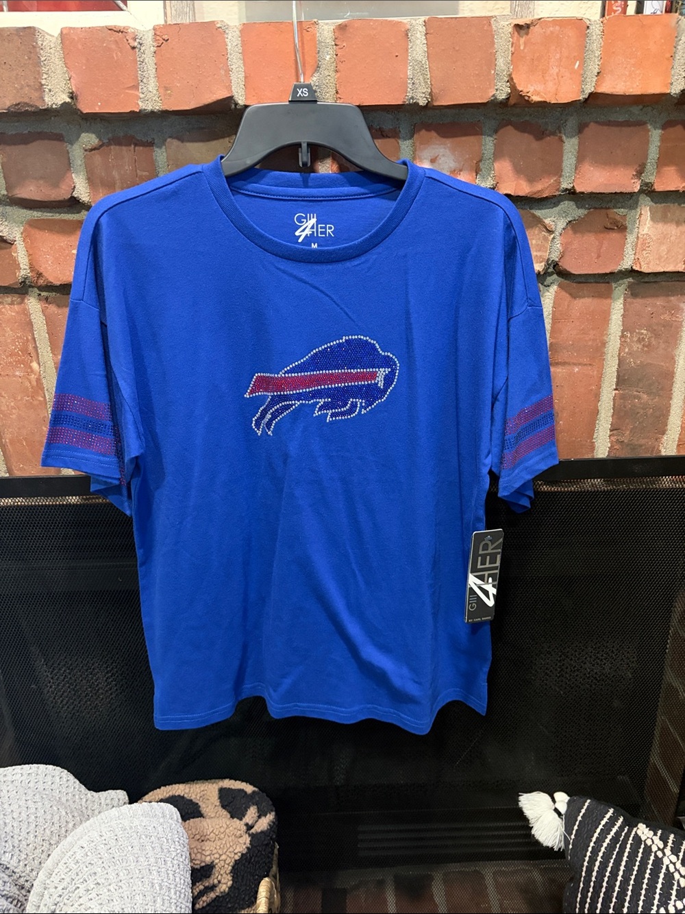 Buffalo Bills Bling Royal Blue Short-Sleeve Crewneck Tee with Buffalo Emblem